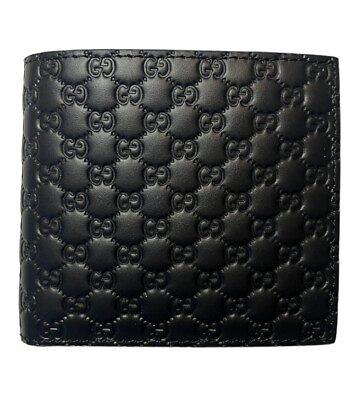 #ad Gucci Microguccissima GG Black Leather Bifold Wallet Authentic