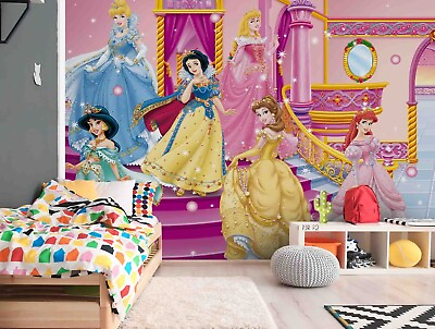 #ad 3D Princess Animation Pattern Self adhesive Removeable Wallpaper Wall Mural1