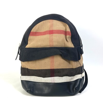 #ad BURBERRY 3958527 Backpack mega check pattern Bag Canvas Leather Beige Black