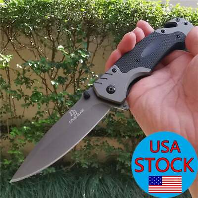 #ad Tactical Combat Spring Assisted Open Pocket Rescue Knife EDC Fitness Hunting