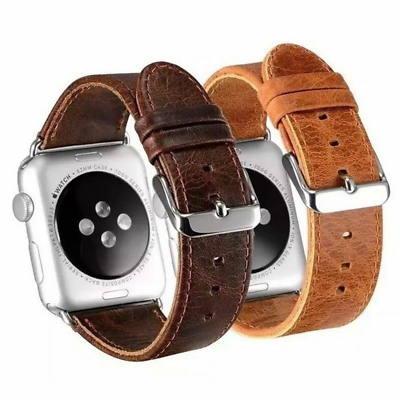 #ad Leather Apple Watch Band For iWatch Series SE 6 5 4 3 2 1 38mm 40mm 42mm 44mm