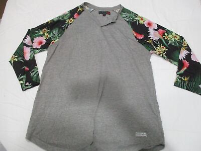#ad Womens guess gray floral long sleeve sz m