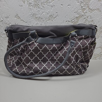 #ad JJ Cole Diaper Bag Inner Pockets Lined Double Handle Studded Bottom Gray Arbor