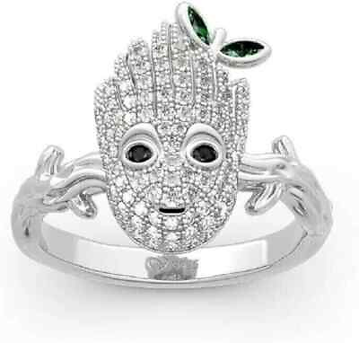 #ad Womens Cute Groot Ring 3Ct Round Lab Create Diamond 14k White Gold Plated Silver
