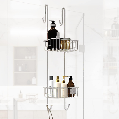 #ad Bamodi Shower Caddy Hanging 2 Tier Over Door Chrome Plated No Drilling Requi