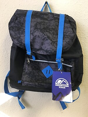 #ad #ad Mountain Edge Black Gray And Blue Canvas Backpack Drawstring