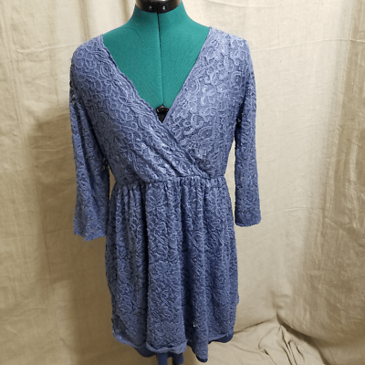#ad Pinkblush Blue lacy fit and flare maternity dress sz XL 857