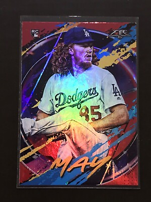 #ad TOPPS FIRE 2020 DUSTIN MAY RED PARALLEL REFRACTOR RC LA DODGERS #110