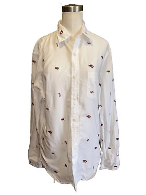 #ad RARE J Crew Lobster Embroidered Oxford Cotton Button Down Shirt M Slim