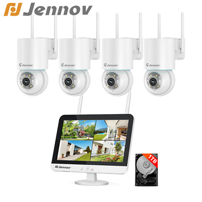 #ad Jennov 4CH Wireless Security Camera System 5MP WiFi Human Detection 12#x27;#x27; NVR 1TB
