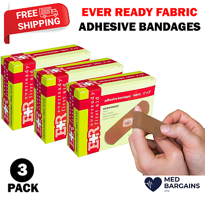 #ad Ever Ready First Aid 1” x 3” Fabric Adhesive Bandages 100CT 3 Pack