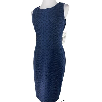 #ad Nine West Women#x27;s NWT Blue On The Town Snakeskin Print Sleeveless Dress 6 C34