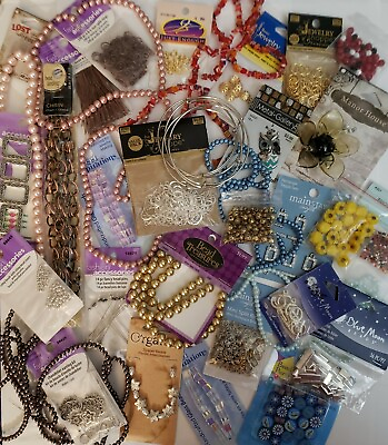 #ad 25 NEW Jewelry Making Items Full Packs Strands amp; Baggies Beads Findings Charms