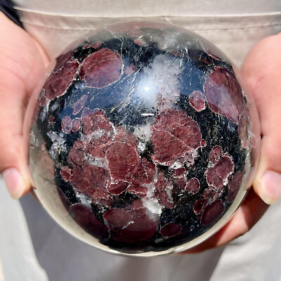 #ad 3580g Natural Garnet Sphere Quartz Crystal Mineral Reiki Healing