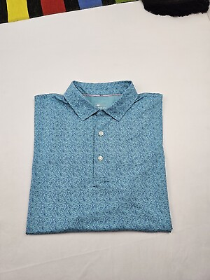 #ad Vineyard Vines Mens Palmero Polo Shirt Size M Color Blue Green Allover Print