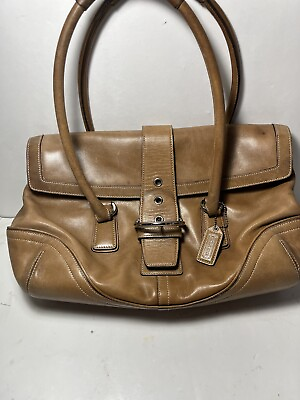 #ad Coach Hampton Leather Soho Buckle Saddle Shoulder Bag Purse Cognac Brown 9251