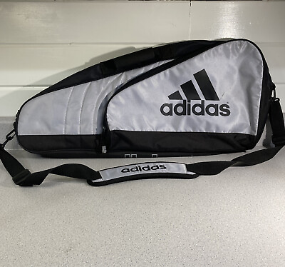 Adidas Tennis Bag Black 3 Pockets For Multiple Racquets Rare Court Ball Backpack