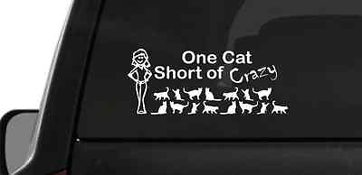 #ad One Cat Short Of Crazy Lady M20 Vinyl Decal Sticker Car Window