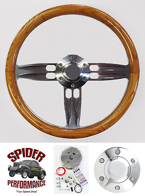#ad 64 66 Impala Biscayne Bel Air Chevy 2 steering wheel 14quot; DOUBLE BARREL OAK