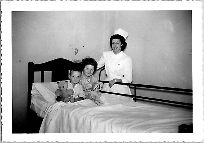 #ad 1951 Photo Two Siblings Smile Before Tonsillectomy In Hospital Rochester MN