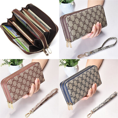 #ad Double Zipper Long Clutch Wallet Cellphone Wallet for Women with Wristlet Strap