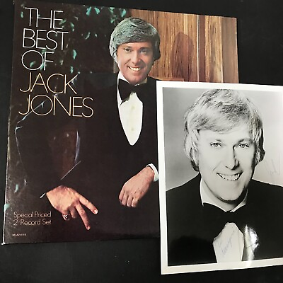 #ad Jack Jones The Best of Double Album SIGNED Cover SIGNED Bamp;W Photo EX