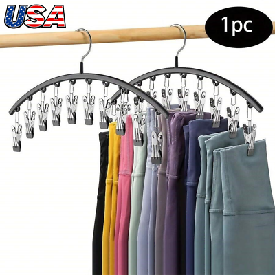#ad Pants Hangers with Clips Space Saving Legging Organizer Hanging Closet Organizer