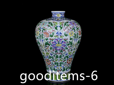 #ad 11.4quot;Old China Porcelain Qing dynasty Yongzheng doucai Flower Pattern Plum Vase