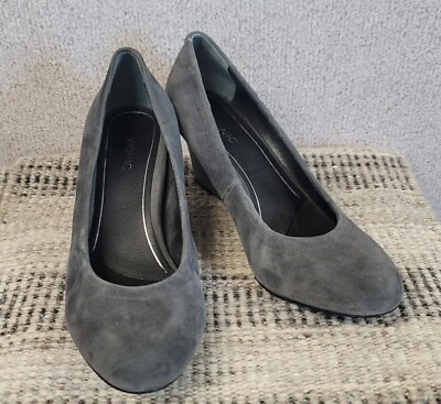 #ad Vionic Womens Heel Wedge Pump Shoe Grey Felt Velvet 10 Almond Camden Y2k 2251