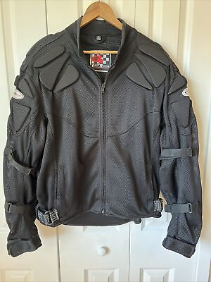 #ad FIRST RACING Men#x27;s Motorcycle Racing Jacket Padded GRAY MESH Size XL