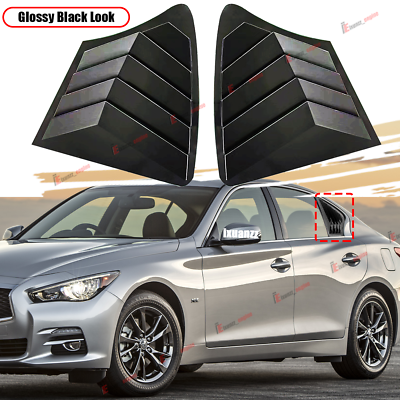 #ad For infiniti Q50 2014 24 Painted Glossy Black Side Window Louver Shutter Cover