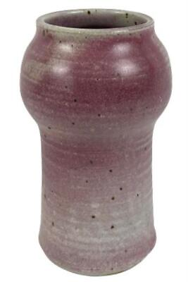 #ad Betty Bell Pottery Ceramic Vase Lavender Brown Speckles Signed