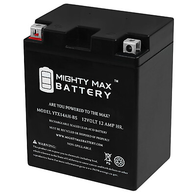 #ad Mighty Max YTX14AH BS 12V 12Ah Battery Compatible with Kawasaki 400 MuleSX 21 22