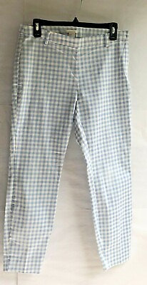 #ad H amp; M Women#x27;s Capri Pants Cotton Straight Leg 10 Grey Check Side Zip