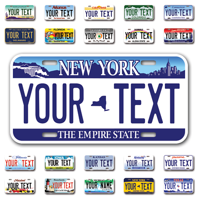 #ad Custom state License Plates with personalized text Car 12x6 Moto 7x4 Bike 6x3