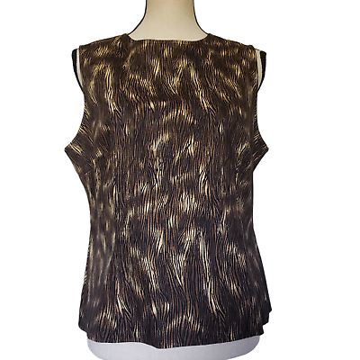 #ad Vintage MHM Melissa Harper Womens Top Size 12 Wood Grain Back Button Sleeveless