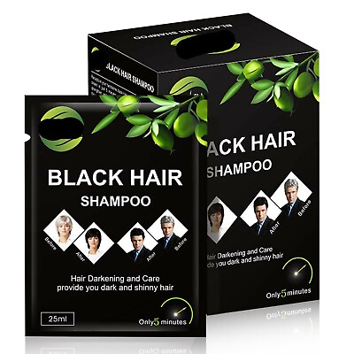 10 PCS Black Hair Shampoo Instant Hair Dye for Men Women Black Color 5 min dye $7.99