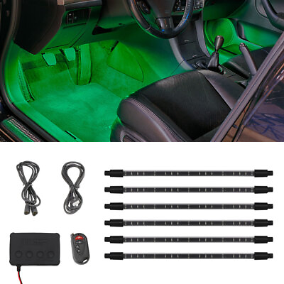 #ad LEDGlow 6pc Green Neon LED Expandable Interior Footwell Underdash Lighting Kit