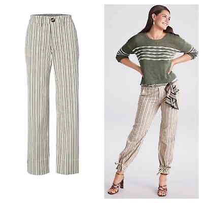 #ad CAbi 5870 Convertible Trousers Stripe Tie Ankle Size 6