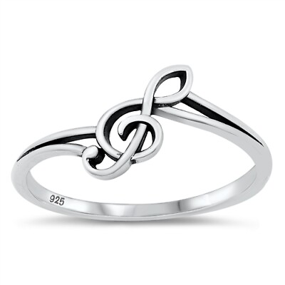 #ad Treble G Clef Music Note Cute Ring New .925 Sterling Silver Band Sizes 4 10