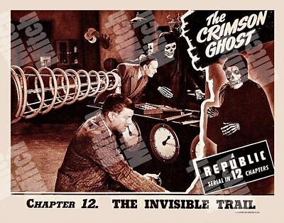 #ad CRIMSON GHOST 1946 CHAPTER 12 THE CYCLOTRODE 11 X 14 LOBBY SCENE CARD