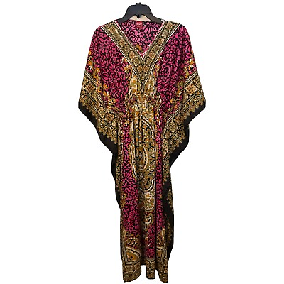 #ad Kaftan Dress Med Tall Maxi Long Length Asymmetric Hem Boho Chic Moroccan