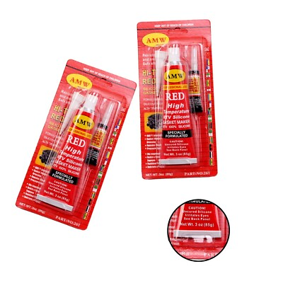 #ad 2*3 oz RED RTV Silicone for Gasket Makers High Temp Oil Water Resistance Sealant