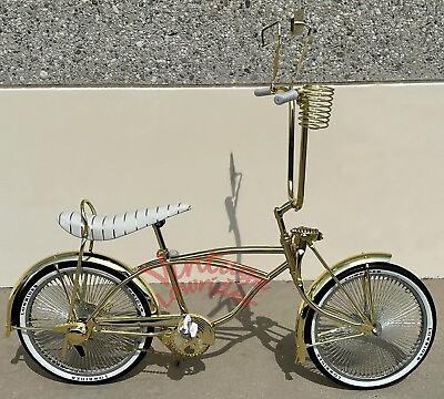 #ad 20quot; VINTAGE LOWRIDER GOLD BIKE W 144 SPOKE HIGHT END CHROME RIMS amp; LOWRIDER TIRE