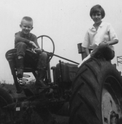 #ad 5K Photograph Portrait Kids Old Tractor Boy Girl 1967