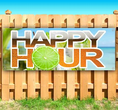 #ad HAPPY HOUR Advertising Vinyl Banner Flag Sign Many Sizes