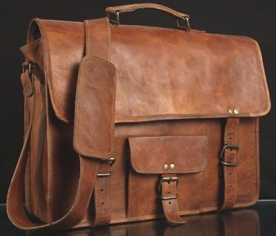 #ad Mens Genuine Vintage Leather Satchel Messenger HandBag Laptop Briefcase Bag