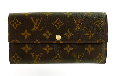 #ad Authentic LOUIS VUITTON Monogram LV Canvas Leather Sarah Long Clutch Wallet