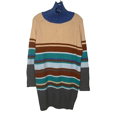 #ad SIMPLEE Multicolor Striped Mock Neck Women#x27;s Tunic Sweater NWT Size Medium