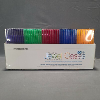 #ad Memorex Slim Color Jewel Cases 50 Pack Factory Sealed NOS 2009